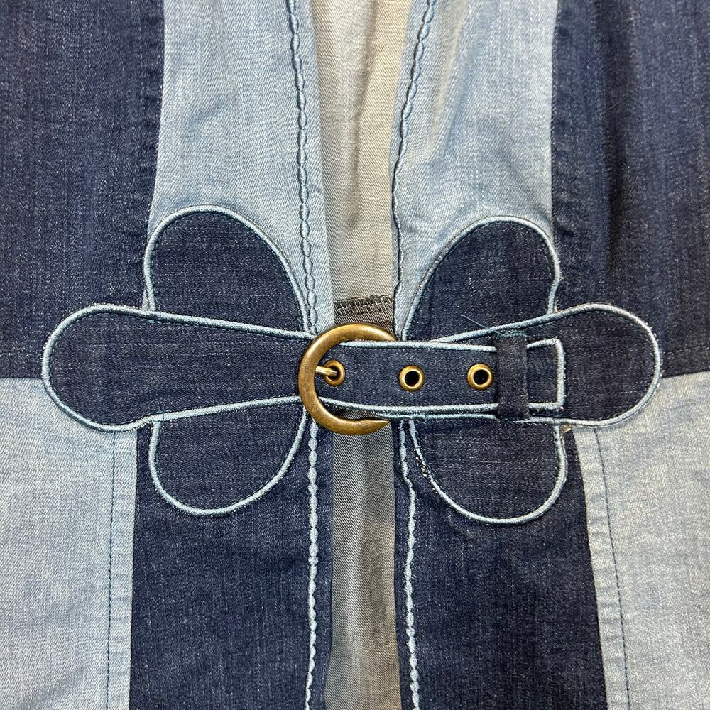 The Hippie Shake Denim 2 Tone Dress Vest Heroes Layering piece Women’s Size 4 - Picture 8 of 9